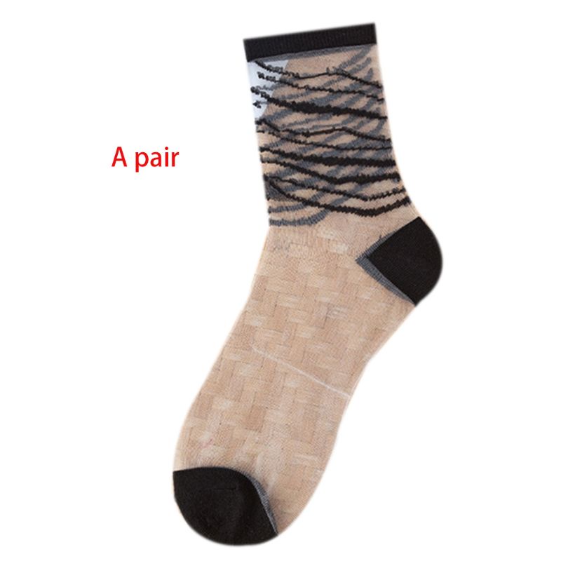 Xiangbao Vớ Thuyền Sợi Thủy Tinh Kẻ Sọc Hình Học Siêu Mỏng Mùa Hè Nhật Bản Cho Nữ