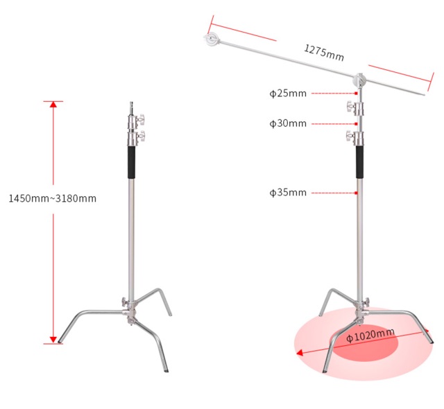 Chân đèn Light Stand C inox cao cấp 338 cm chịu tải 20kg