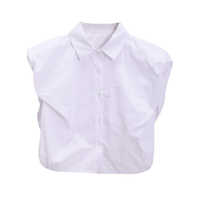 Áo croptop Áo Sơ Mi Trắng Không Tay Phong Cách Hàn Quốc Thời Trang Mùa Hè 2022 Mới