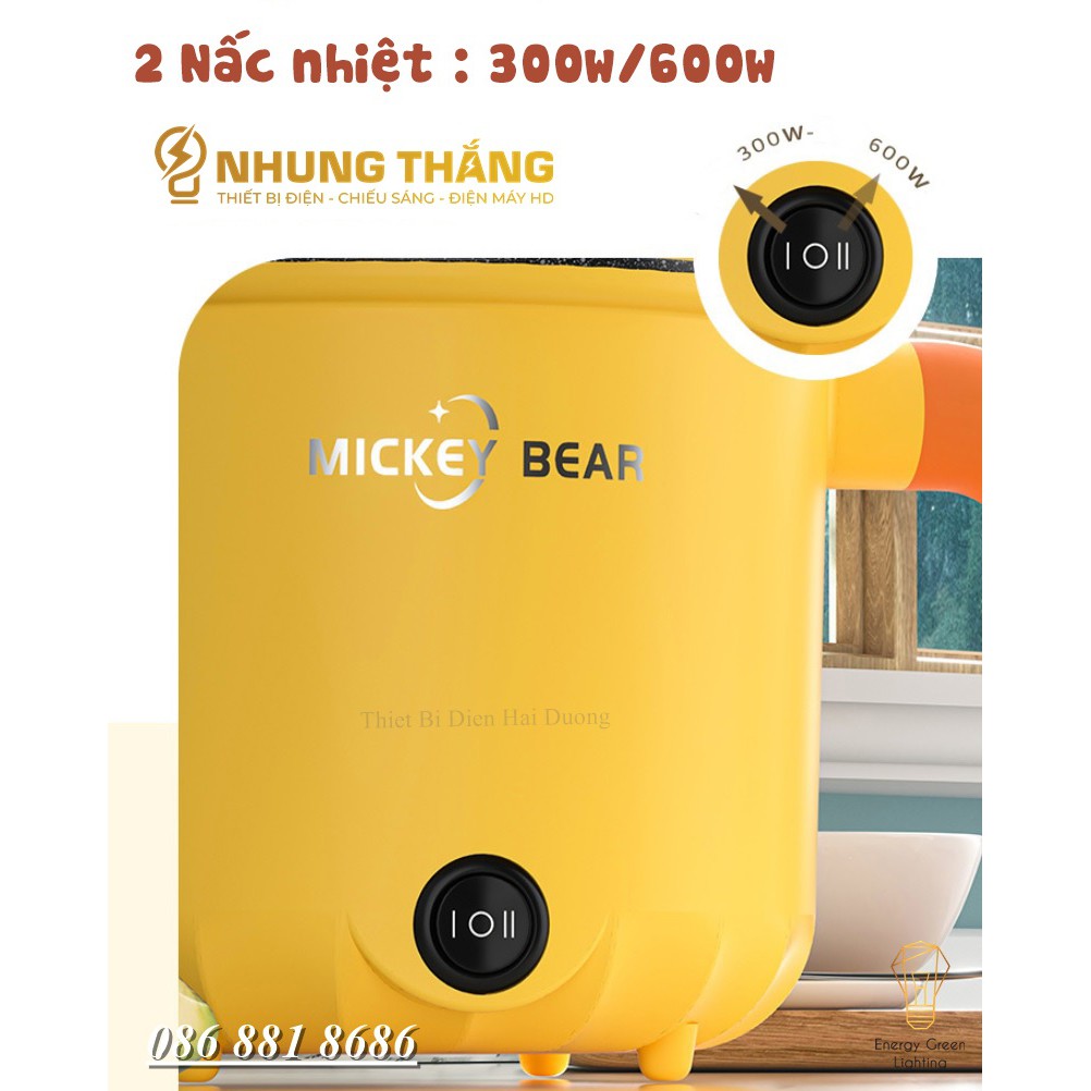 Nồi Lẩu Điện Mini Mickey Bear LD-184 - Ca Nấu Mì,Chiên,Sào Đa Năng - Dung Tích 1.8L - Lòng Nồi Men Đá Maifan Chống Dính