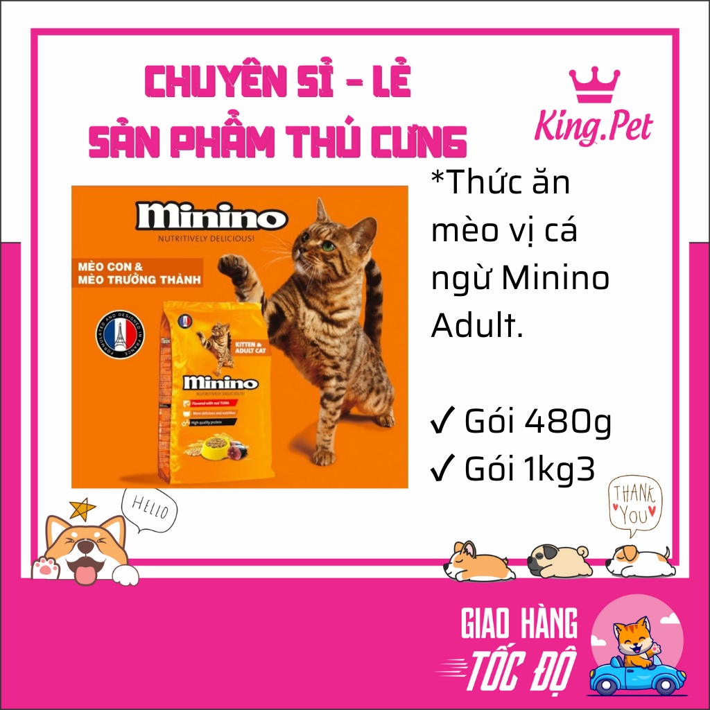 MININO VỊ CÁ NGỪ CHO MÈO MỌI LỨA TUỔI gói 480g với 1kg3