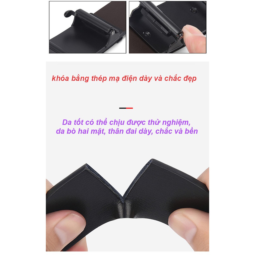 Thắt Lưng Nam Da Mềm Cao Cấp CK Khóa Tự Động Hợp Kim Chống Rỉ Dây Luồn Trong Tinh Tế Cam Kết Lỗi 1 Đổi 1