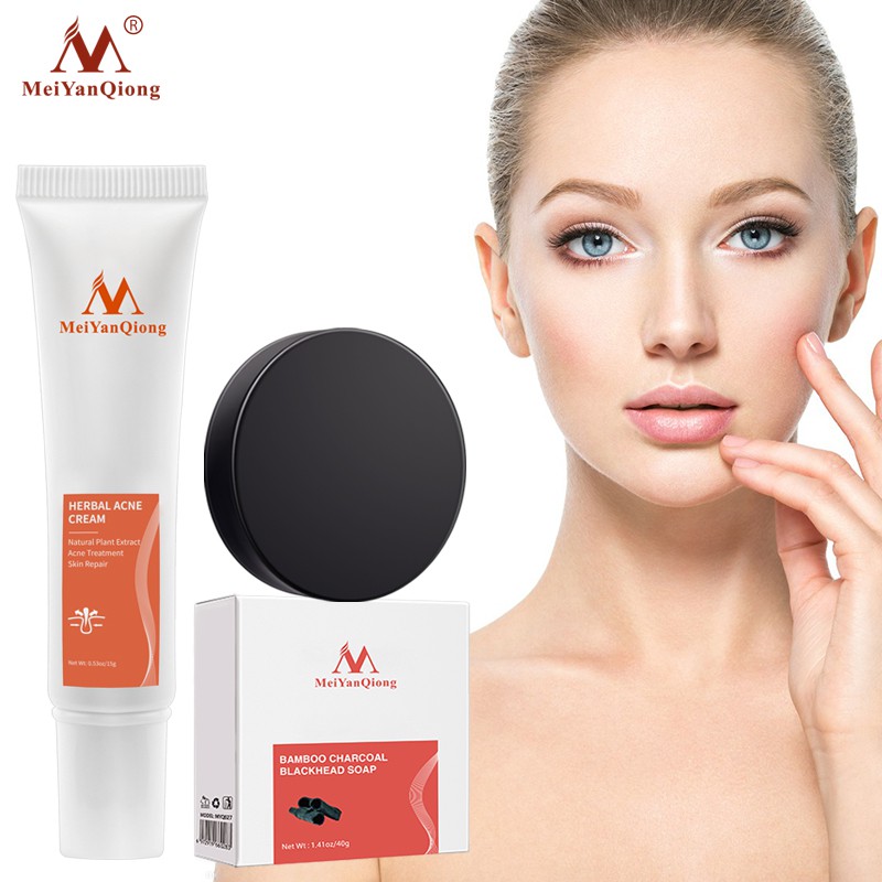 MeiYanQiong Facial Set: Repair Cream + Bamboo Charcoal Handmade Soap 15g+40g