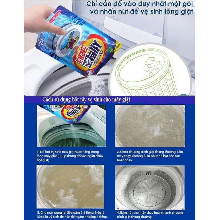Túi Vệ Sinh Lồng Máy Giặt Hàn Quốc PUCA, Bột Tẩy Lồng Máy Giặt Sandokkaebi 450g, Vệ Sinh Làm Sạch Máy Giặt
