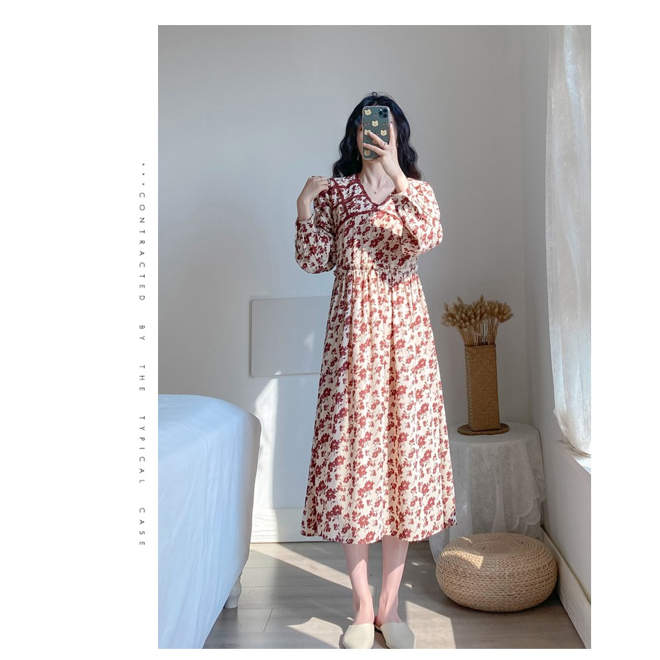 D92 - Đầm  Bigsize Hoa Vintage Tay Dài