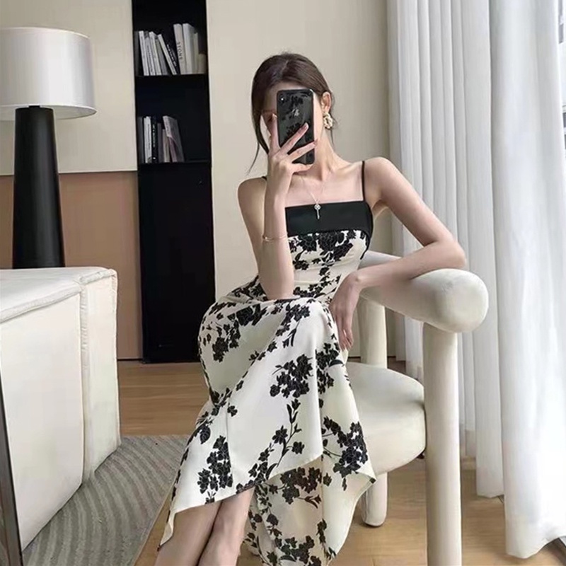 Đầm Hai Dây Dáng Ôm In Họa Tiết Hoa Phong Cách Pháp Thời Trang Mùa Hè Hàng Mới Dành Cho Bạn Nữ 2022