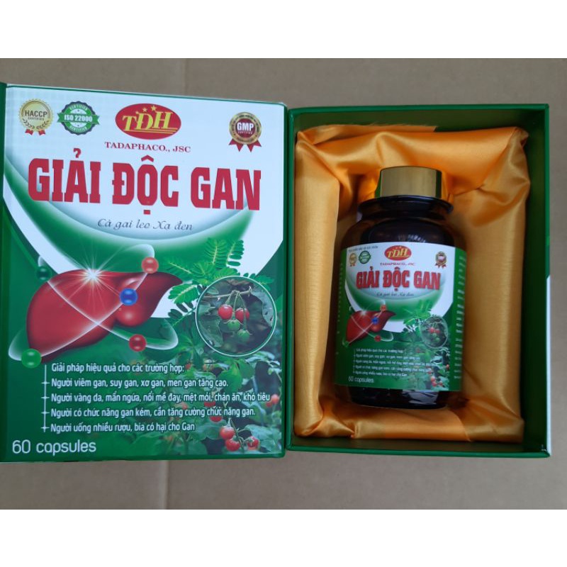Giải độc gan CÀ GAI LEO XẠ ĐEN - Lọ 60 viên - giúp mát gan ,hạ men gan,gan nhiễm mỡ
