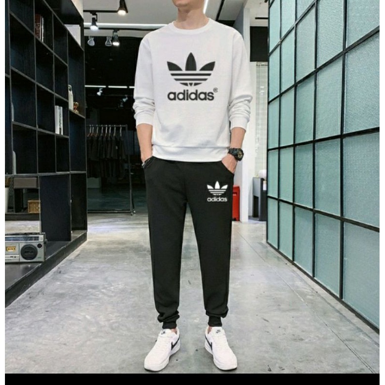 Bộ Nỉ Nam Cổ Tròn Dài Tay Bông Lúa - Đồ Bộ Nam Thể Thao Trơn Cao Cấp Thu Đông - Set Đồ Bộ Nam Mặc Nhà Chất Nỉ Dài Tay