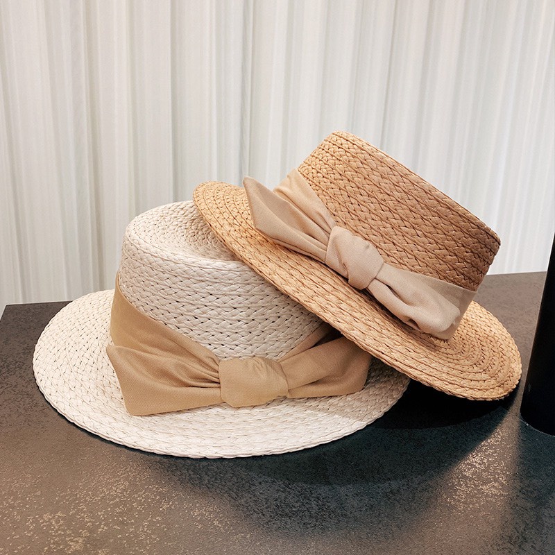 Mũ cói tròn vành thời trang cho bé gái phong cách Hàn Quốc