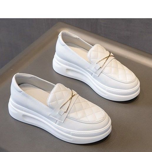 Giày Lười Màu Trắng Thiết Kế Mới Thời Trang Mùa Xuân 2021 Dành Cho Nữ