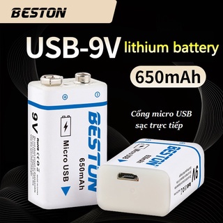 Pin sạc 9v Beston cao cấp dung lượng cao 650mAh sạc trực tiếp bằng cáp micro USB