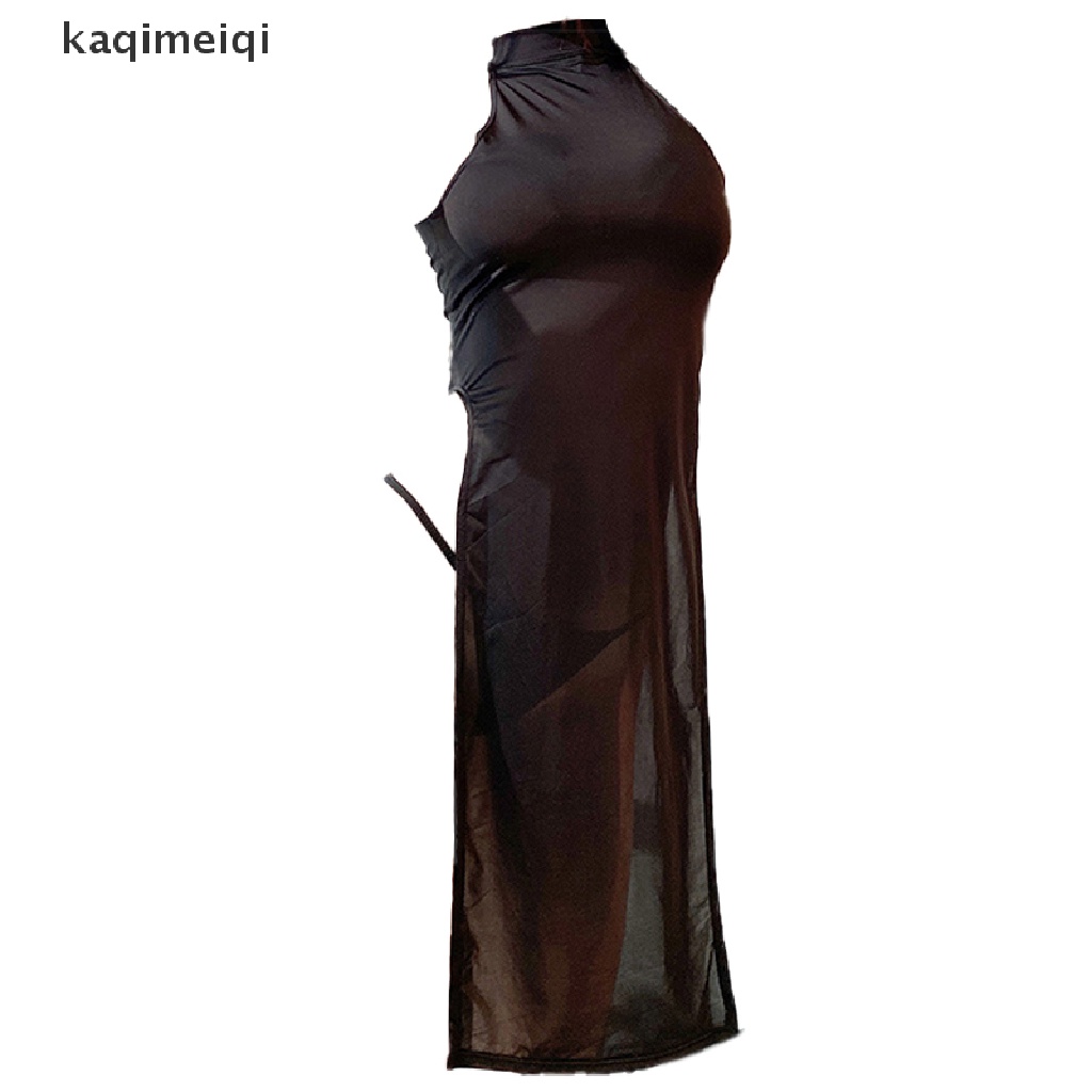 [KAQ] Women Sexy Cheongsam Pajamas Dress Uniform Temptation High Split Tight Dress GJL