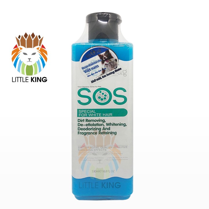 Sữa tắm SOS cho chó mèo dung tích 530ml giúp khử mùi, mượt lông Little King pet shop