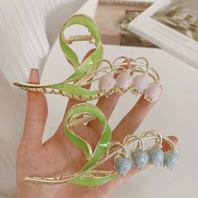 Kẹp tóc iF YOU kim loại kiểu hoa lá phong cách cổ điển thanh lịch cho nữ