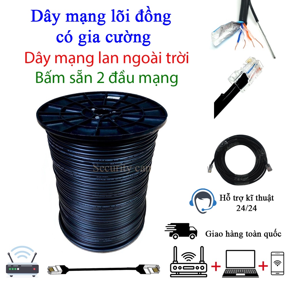 , cáp mạng lõi đồng nguyên chất có gia cường, bọc bạc và dầu chống ẩm