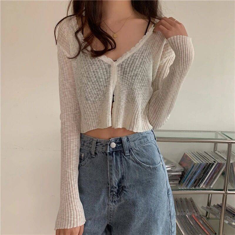 Áo khoác croptop nữ bigsize cardigan croptop áo croptop cổ lọ thời trang mùa hè đan