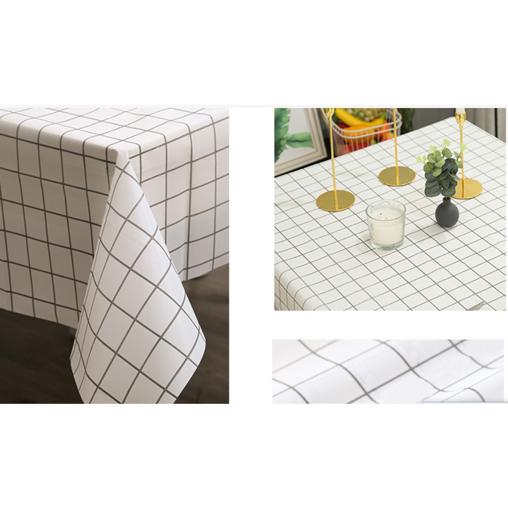 KHĂN TRẢI BÀN PVC, sọc caro nhiều màu, họa tiết mang phong cách Bắc Âu, chống bụi, chống thấm