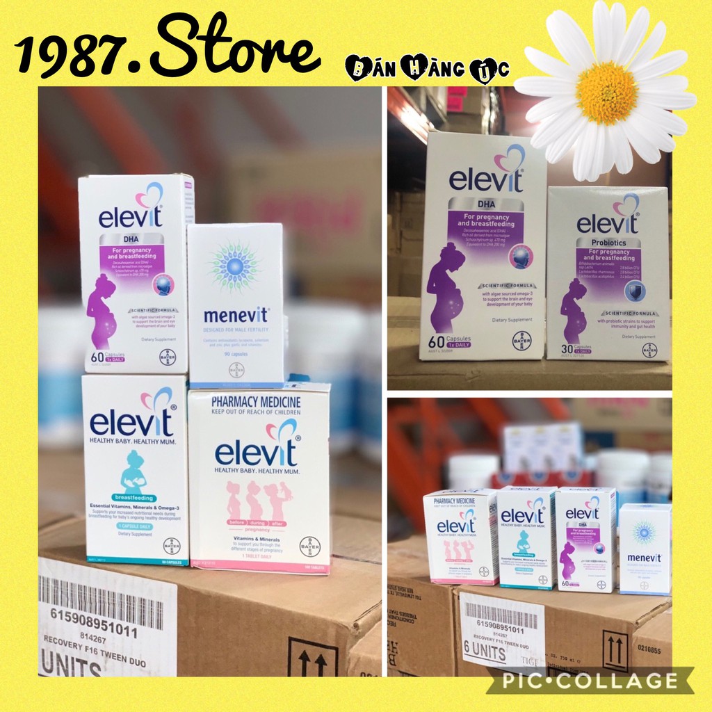(Date 2023) Combo Vitamin Elevit, Elevit DHA, Men Elevit, Úc