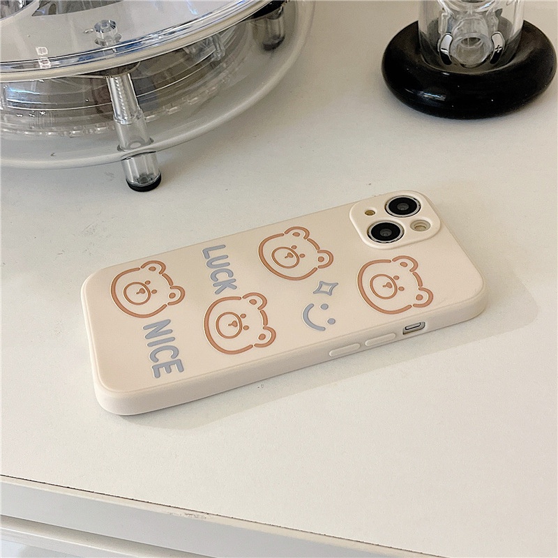 Ốp lưng iphone cạnh vuông mặt gấu luky BVC 6s/6splus/7/7plus/8/8plus/x/xr/xs/11/12/13/14/pro/max/plus/promax BVC970