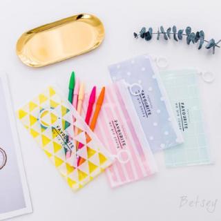 South Korea Stationery Small Ring Fresh Student Stationery Storage Bag Translucent Pencil Case 466