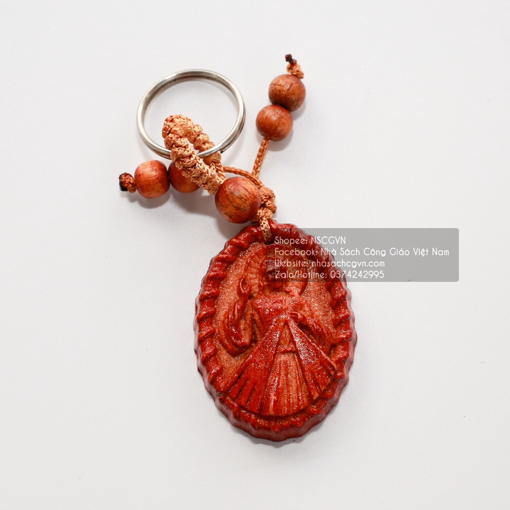 Móc khóa gỗ khắc hình Đức Mẹ Ban Ơn, Mẹ Hằng Cứu Giúp, Chúa Thương Xót, Gia Đình Thánh Gia K2 K3 K4 k5 Quà tặn