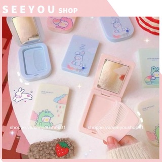 Hộp Gương Mini Kèm Lược Cute Nhỏ Gọn Trang Điểm Bỏ Túi Tiện Lợi See You Shop