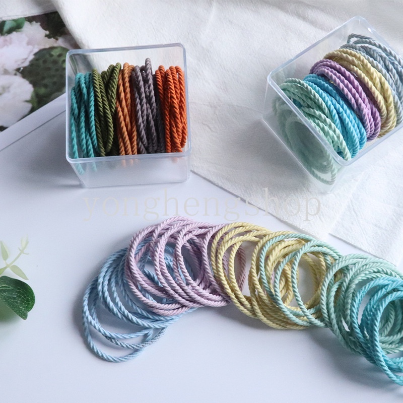 Set 50 Dây Thun Cột Tóc Co Giãn Nhiều Màu Sắc