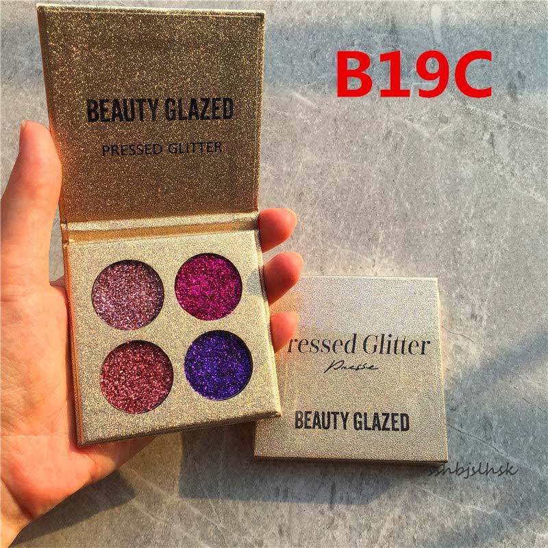Beauty Glazed Glitter Eyeshadow Palette Long Lasting Waterproof 4 Color Shimmer Makeup Tool