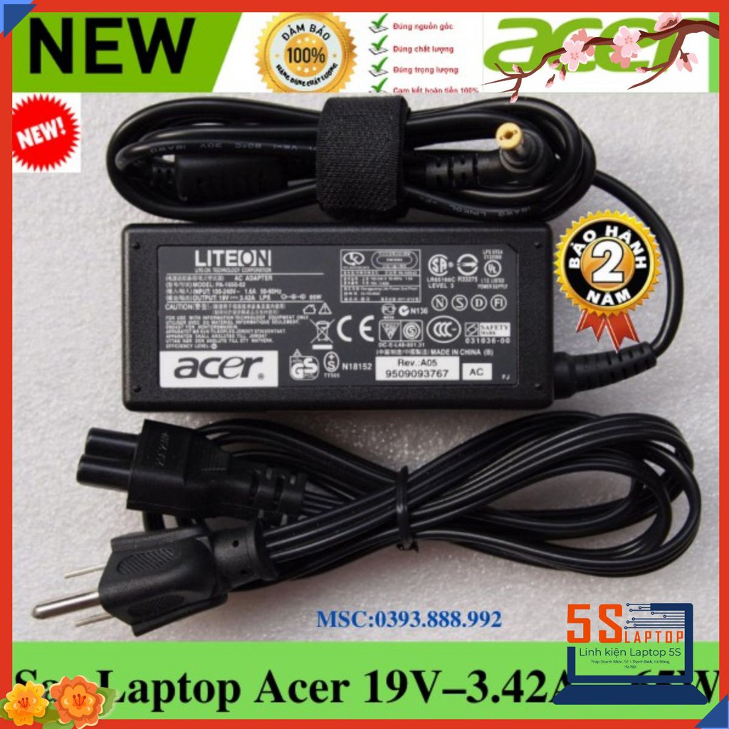 Sạc Laptop Acer 19V–3.42A – 65W (Adapter Acer 19V – 3.42A – 65W) Kèm dây nguồn