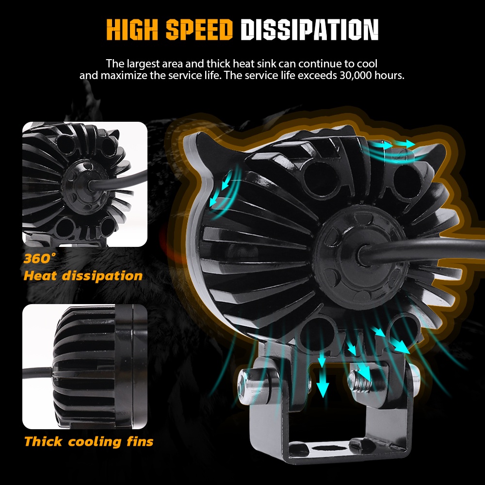 Đèn Pha Led Ánh Sáng Trắng/Vàng 6000K 3inch 12D Ánh Sáng Trắng 6000K Cho Xe Hơi/Xe Máy/Xe Tải