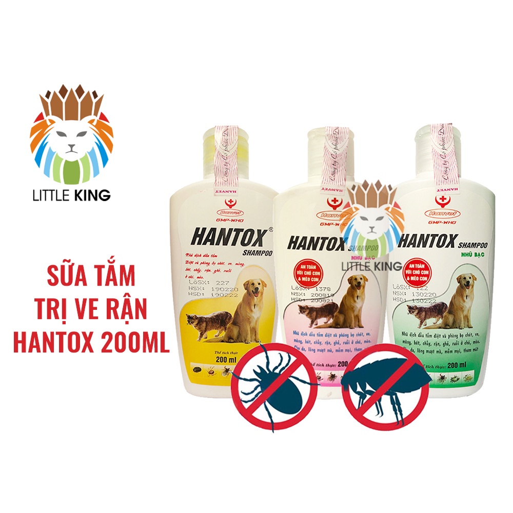 Sữa tắm cho chó mèo Hantox 200ml trị ve, rận, bọ chét, ký sinh trùng, ghẻ ngứa Little King pet shop