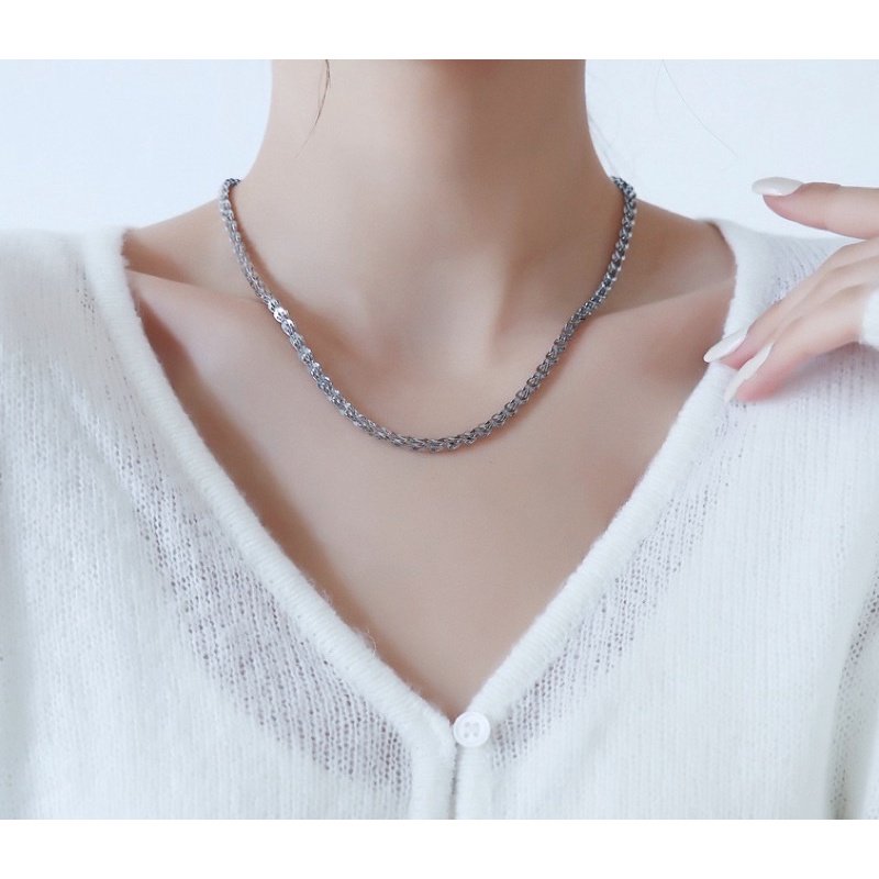 Dây chuyền titan đuôi phụng trắng ko đen