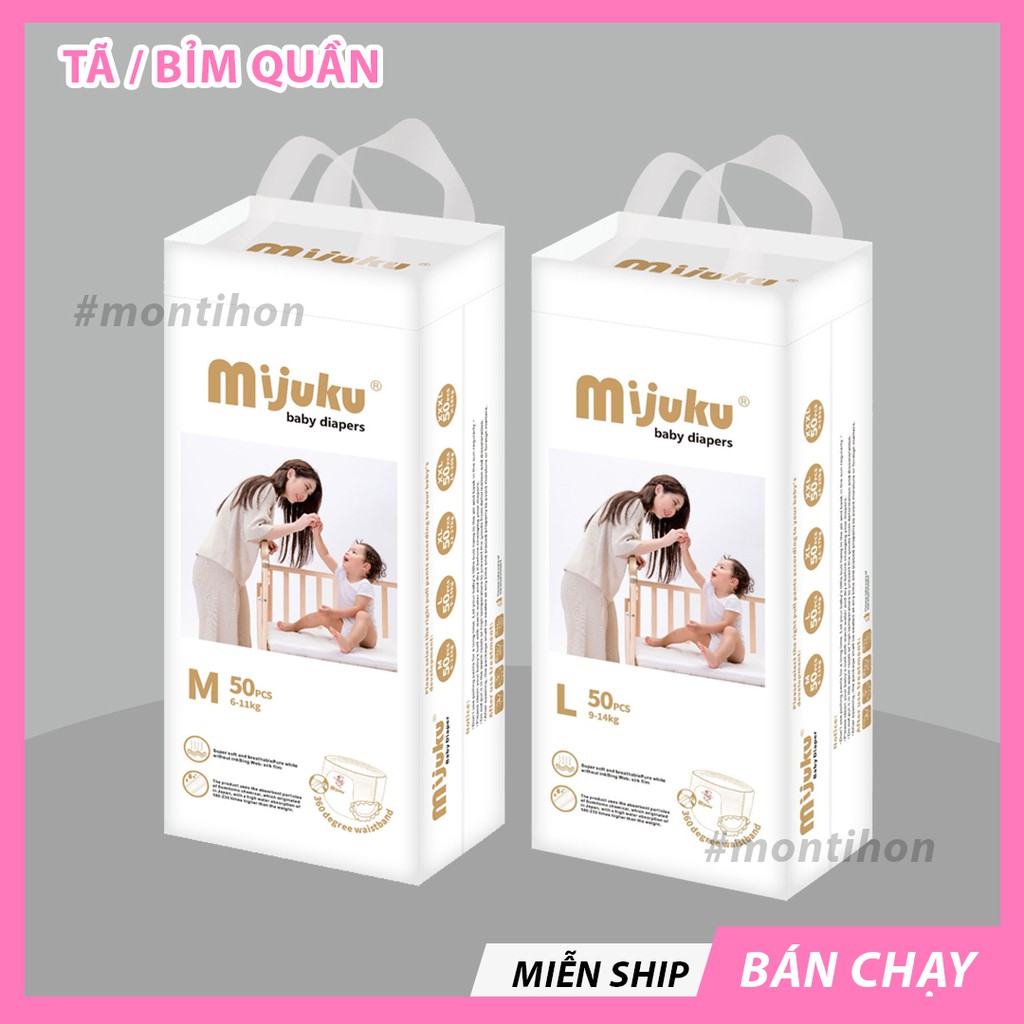 Bỉm quần MIJUKU Dán/ Quần công nghệ Nhật Bản | Size S50/M50/L50/XL50/XXL50/XXXL50 - Hàng công ty Mijuku Việt Nam