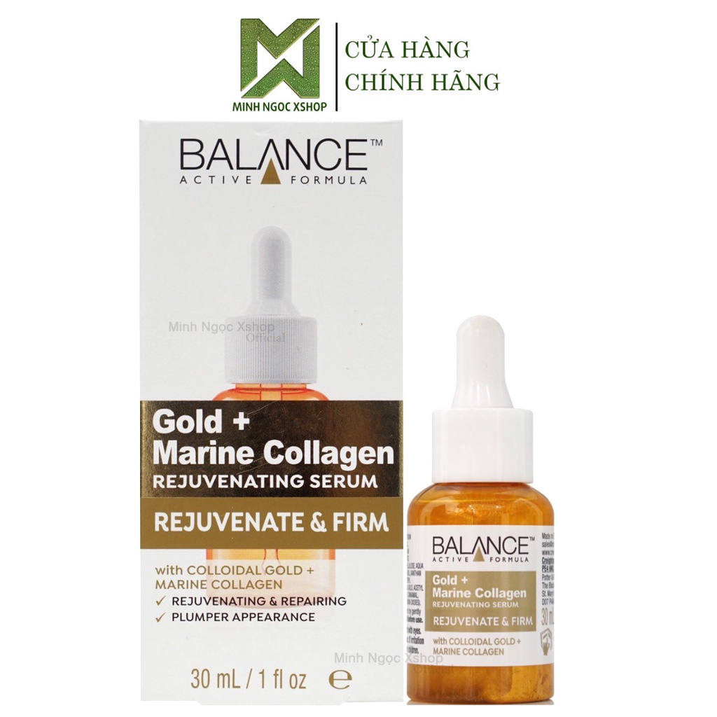 Combo Balance, serum + Kem Mắt Trẻ Hóa Da Balance Active Formula Gold Collagen Rejuvenating 30ml + 15ml