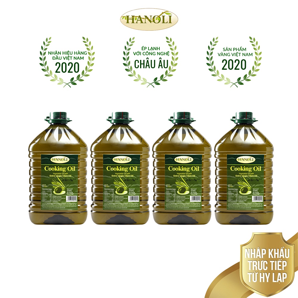 Combo thùng 4 chai Dầu oliu nấu ăn HANOLI 5L