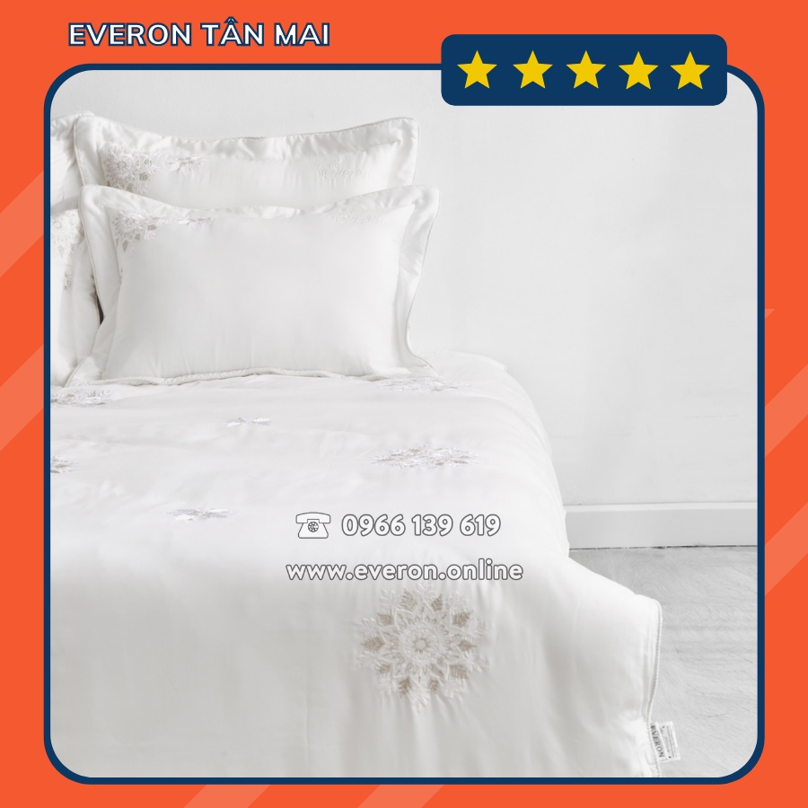Bộ Chăn Ga Everon EST21034 Màu Trắng Chất Liệu Tencel Chính Hãng
