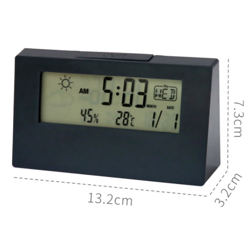 Đồng hồ để bàn điện tử, đồng hồ báo thức led đo nhiệt độ độ ẩm hiển thị ngày tháng thời tiết Kaka Decor