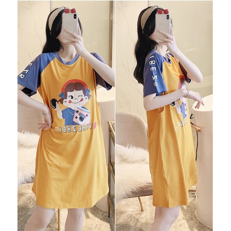 Váy bầu mặc nhà -2 chức năng -chất liệu cotton-mềm- mát -mịn (váy SAU SINH -MS-03)