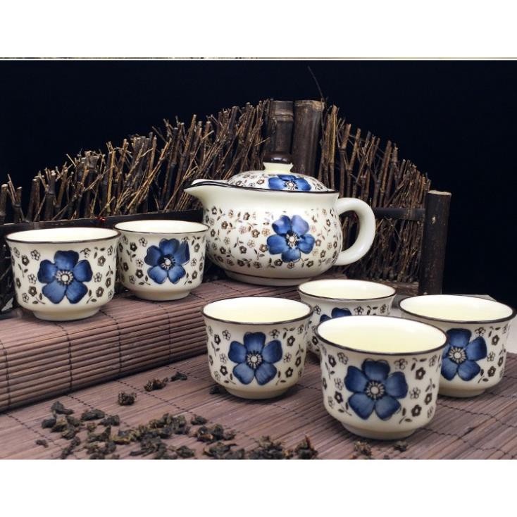 BỘ ẤM TRÀ MINI 1 ẤM 6 TÁCH CAO CẤP ( màu đỏ )