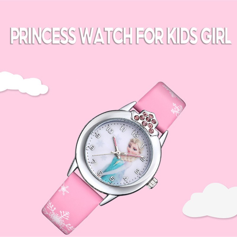 Đồng Hồ Đeo Tay Chống Nước Hình Hoạt Hình Frozen Elsa Anna Dành Cho Bé Gái