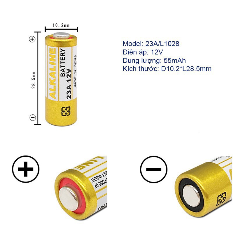 Vỉ 5 viên pin 12V 23A   hãng Powercall pin điều khiển cửa cuốn