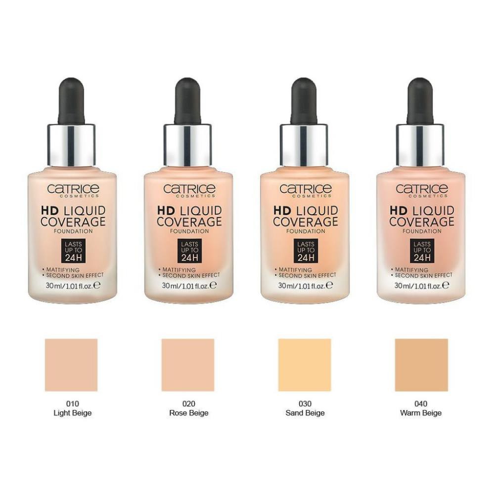 Kem Nền Catrice HD Liquid Coverage Foundation Lasts Up To 24h Đức 30ml giúp che khuyết điểm và giúp da trắng sáng hơn