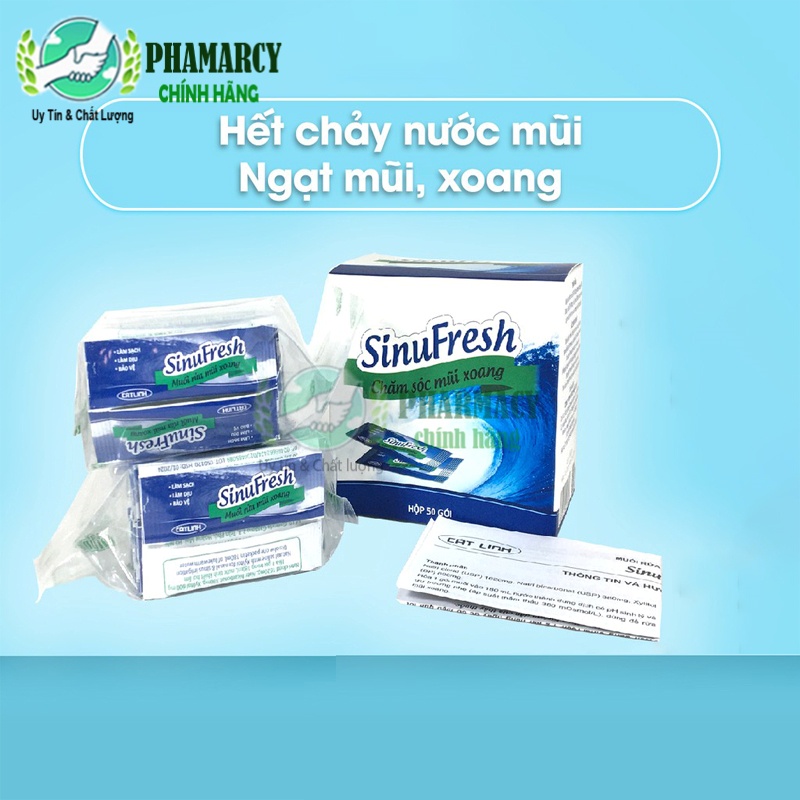 Muối rửa mũi xoang SINUFRESH của Cát Linh - hộp 50 gói hỗn hợp muỗi biển NaNo -vệ sinh mũi giảm nghẹt mũi