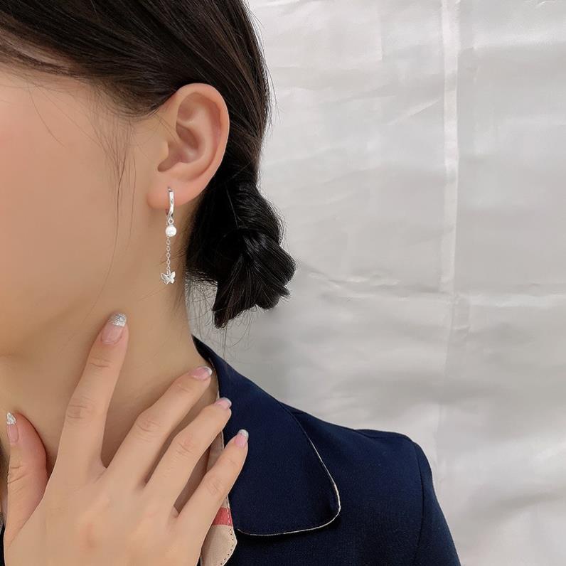 (0146) Khuyên Tai Dài 🦋 Ngọc Đơn Giản Nữ Tính Phong Cách Hàn Quốc