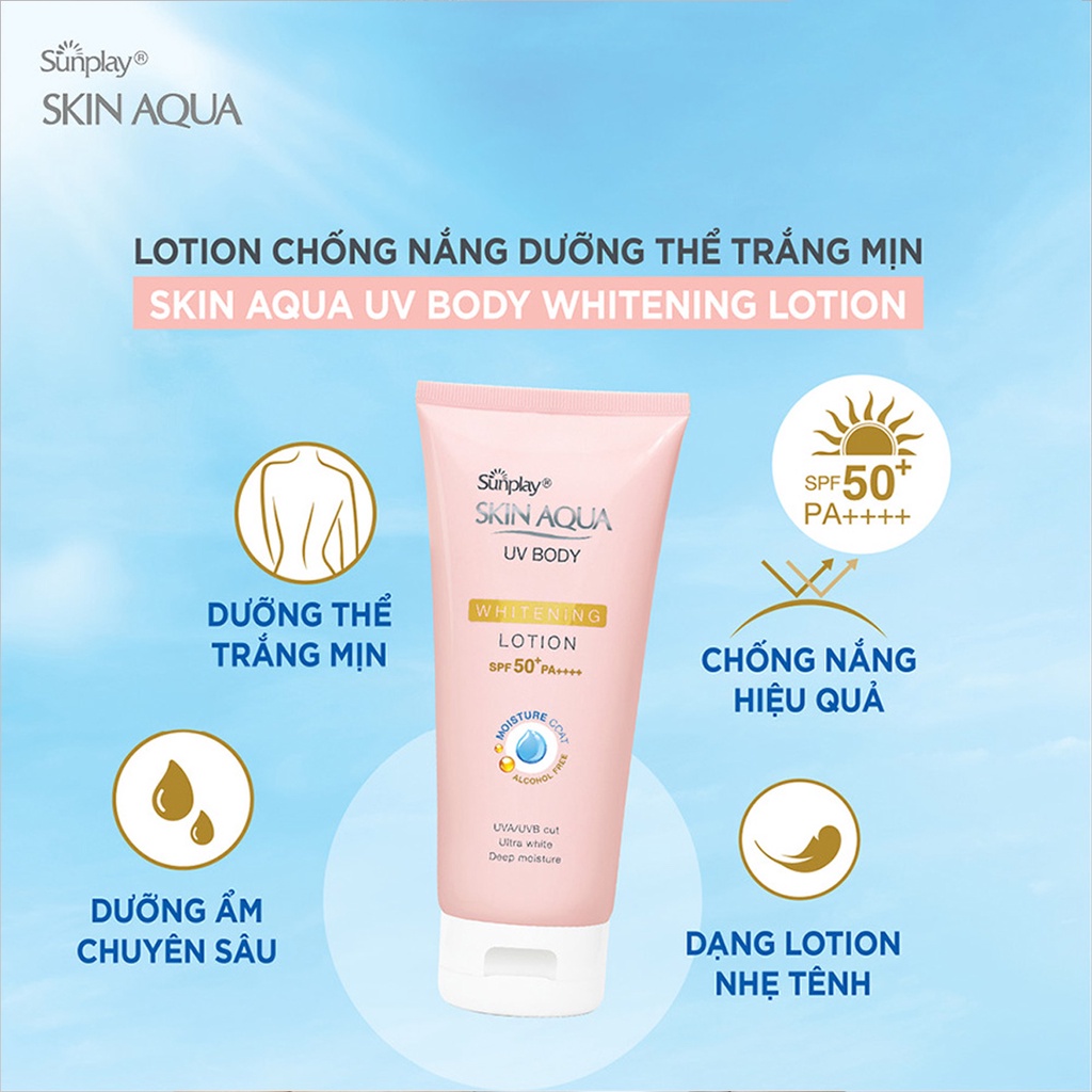 Kem Chống Nắng Sunplay Dưỡng Trắng Da Toàn Thân, Mát Da - Sunplay Skin Aqua UV Body Whitening Lotion PF 50+, PA++++ 150g