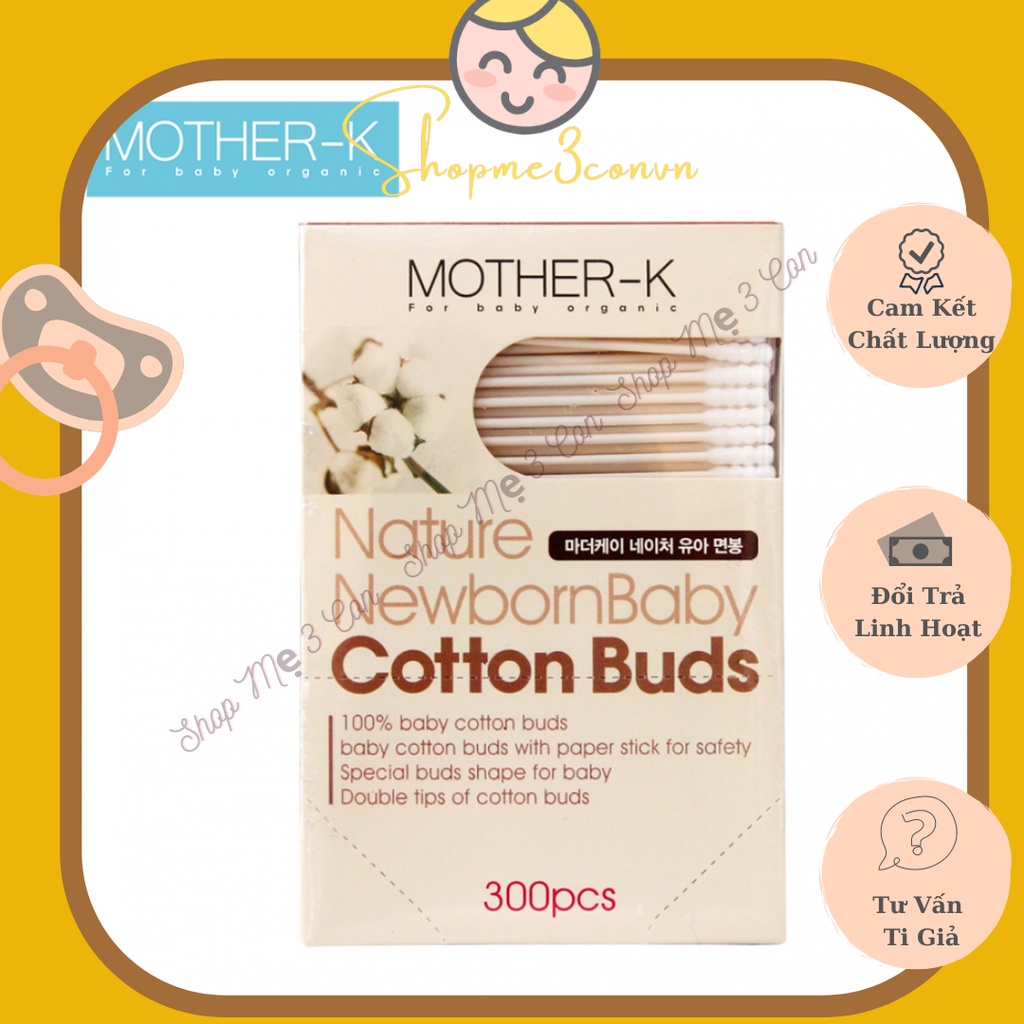 Tăm Bông Ngoáy Tai Sơ Sinh 1 Đầu Xoắn Mother-K Hàn Quốc