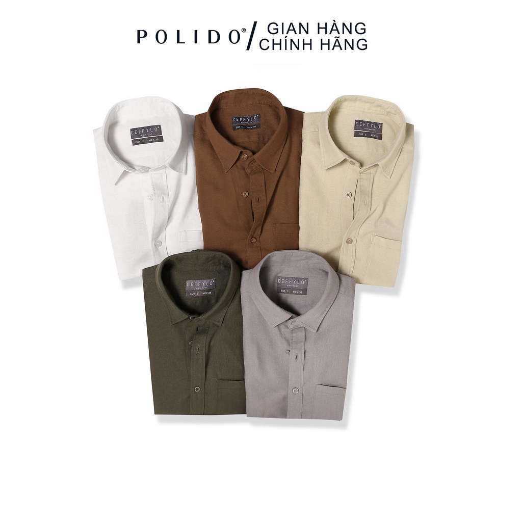 Áo Sơ Mi Dài Tay Đũi CEFFYLO Màu Ghi 100% Cotton Thô, Thấm Hút Tốt, Form Slimfit Thanh Lịch | BigBuy360 - bigbuy360.vn