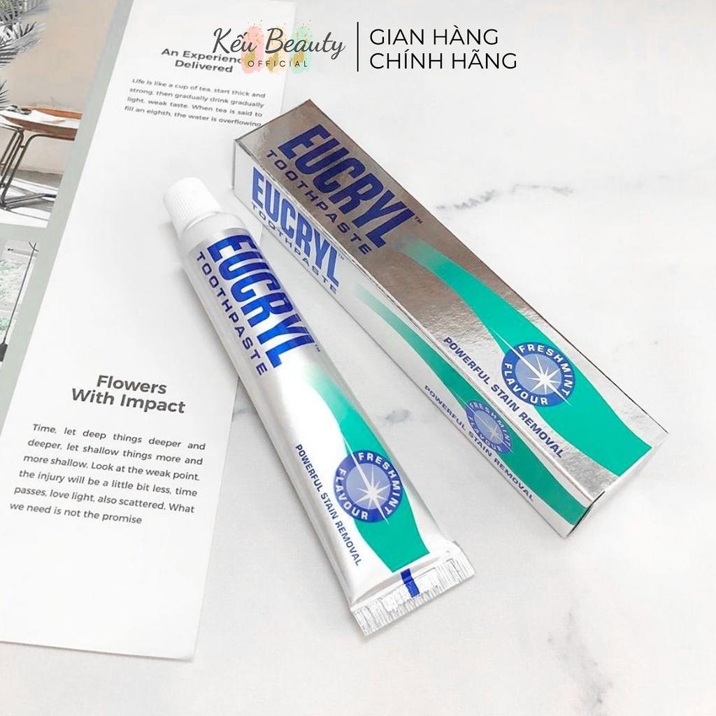 Kem đánh răng bạc hà Eucryl Toothpaste giúp tẩy trắng, an toàn cho răng 62g