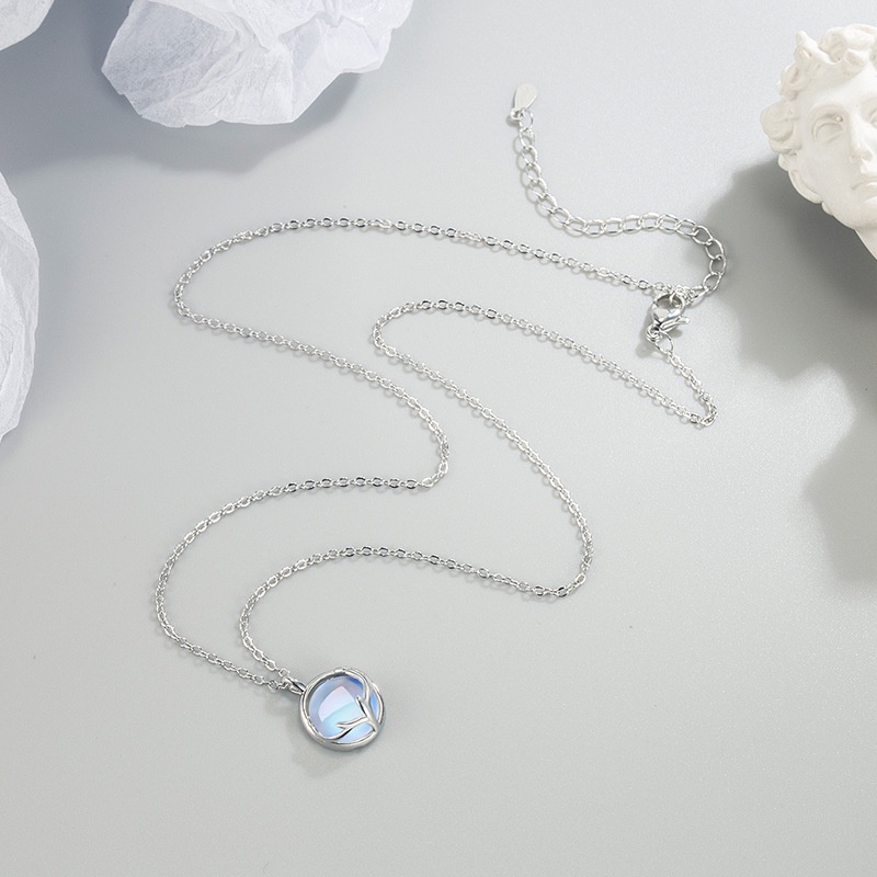 Vòng cổ Mặt Đá Mặt Trăng Bạc S925