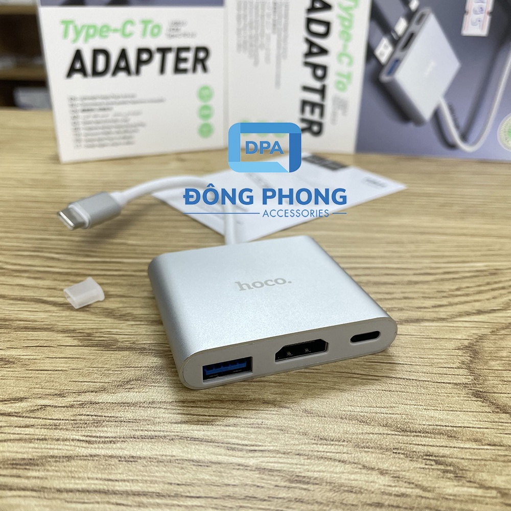 Hub Chuyển Cổng Type C Ra USB 3.0 , HDMI &amp; PD 2.0 Hoco HB14 Chính Hãng